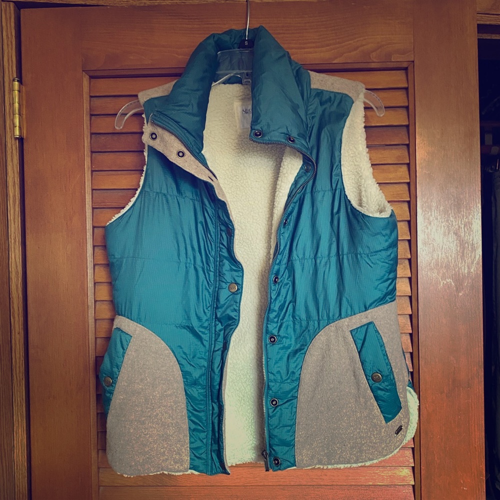 Teal, wool lined vest